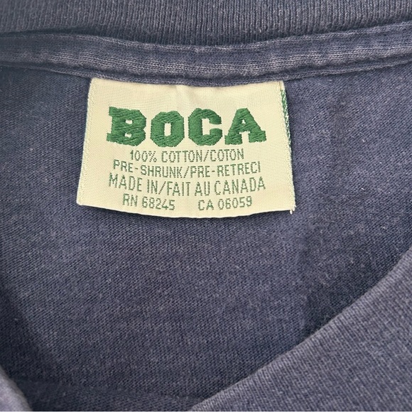 Vintage 90s BOCA Authentic Canada Spellout Shirt Navy XL - Picture 3 of 3